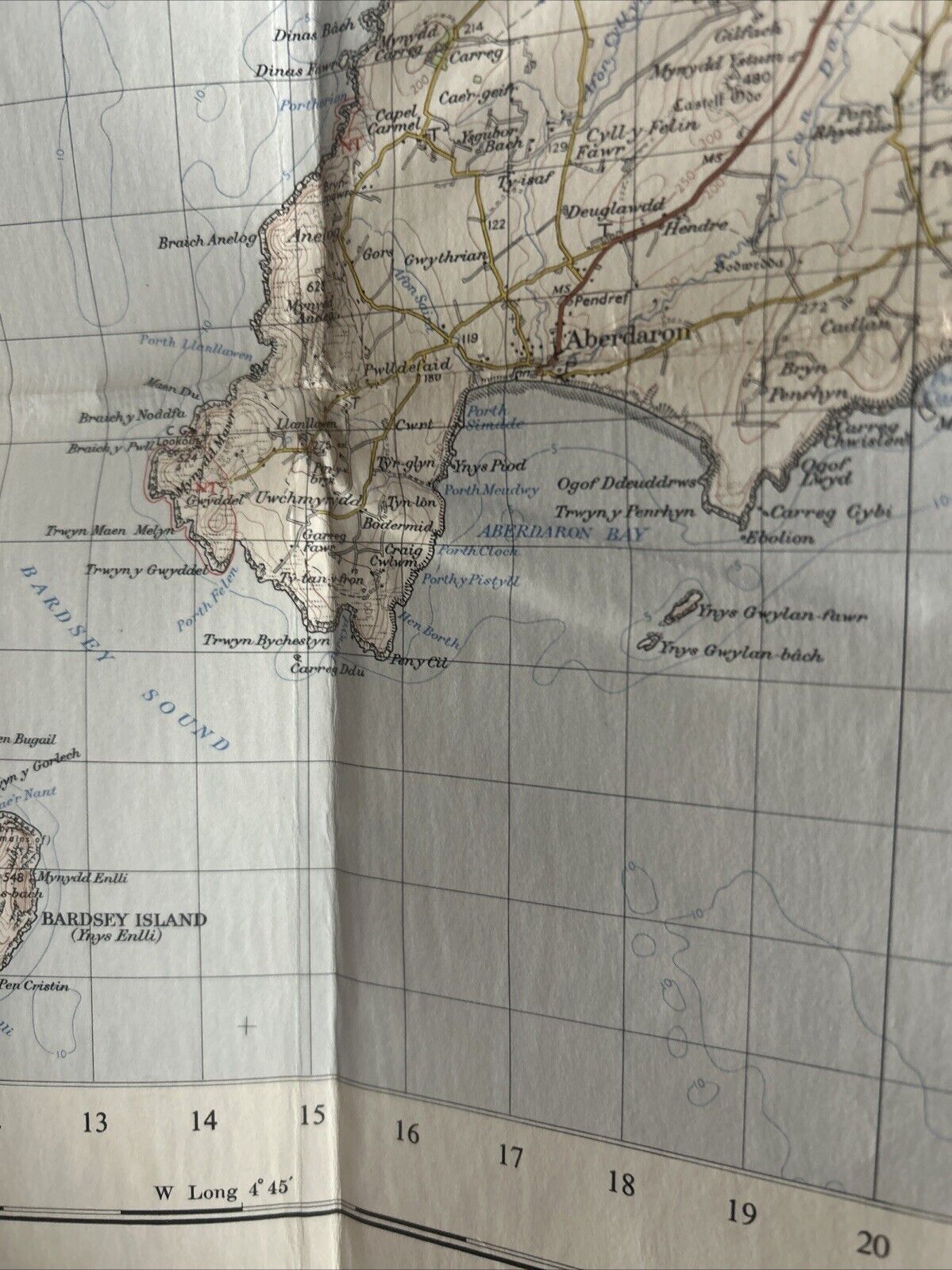 PWLLHELI Ordnance Survey CLOTH Seventh Series Map One Inch 1962 Sheet 115 Nefyn