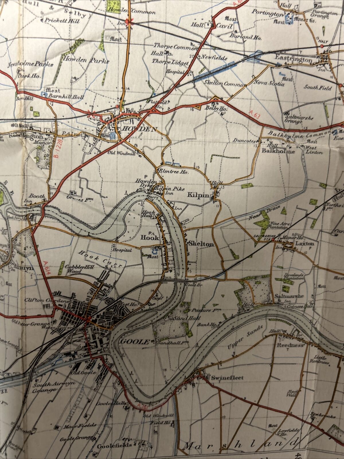 MARKET WEIGHTON Ordnance Survey Cloth One Inch Map 1947 Sixth Edition Sheet 98