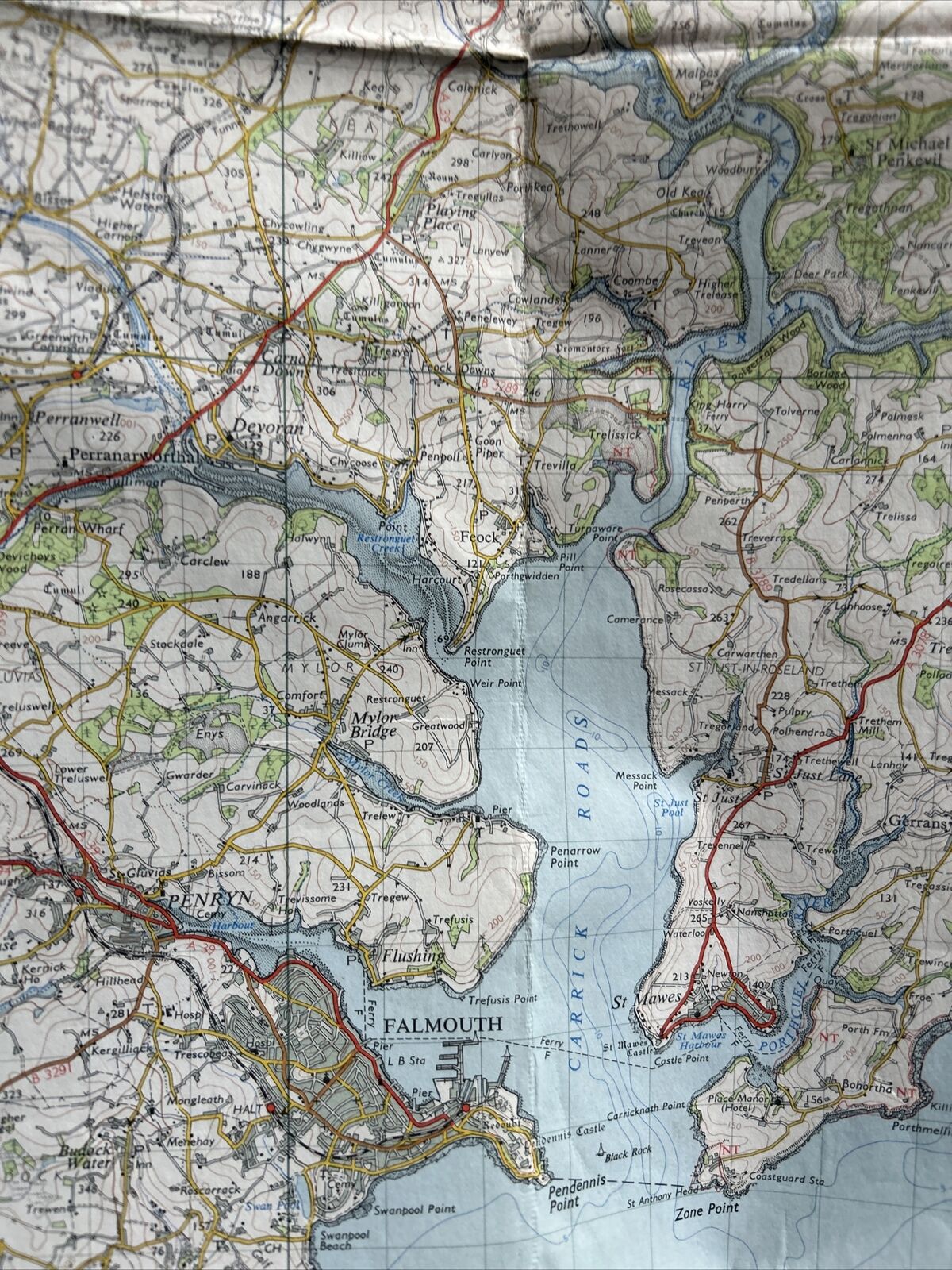 TRURO & FALMOUTH Cloth No 190 1961 7th Series Ordnance Survey 1 Inch Map Helford