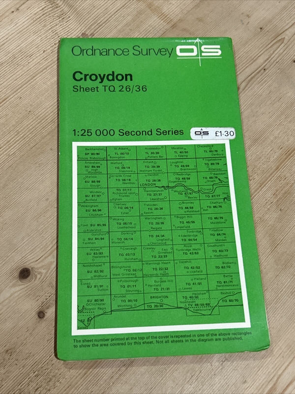 CROYDON Ordnance Survey Second Series 1:25,000 Map TQ26/36 1973 Merton Sutton