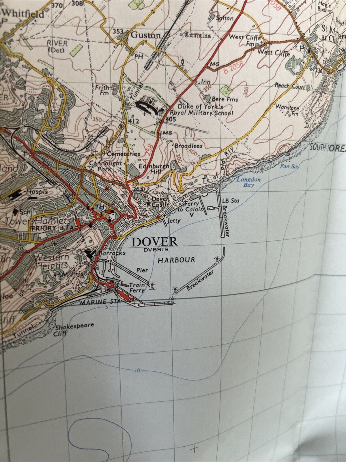 EAST KENT Ordnance Survey Seventh Series Map 1 Inch 1959 Sheet 173 Walmer