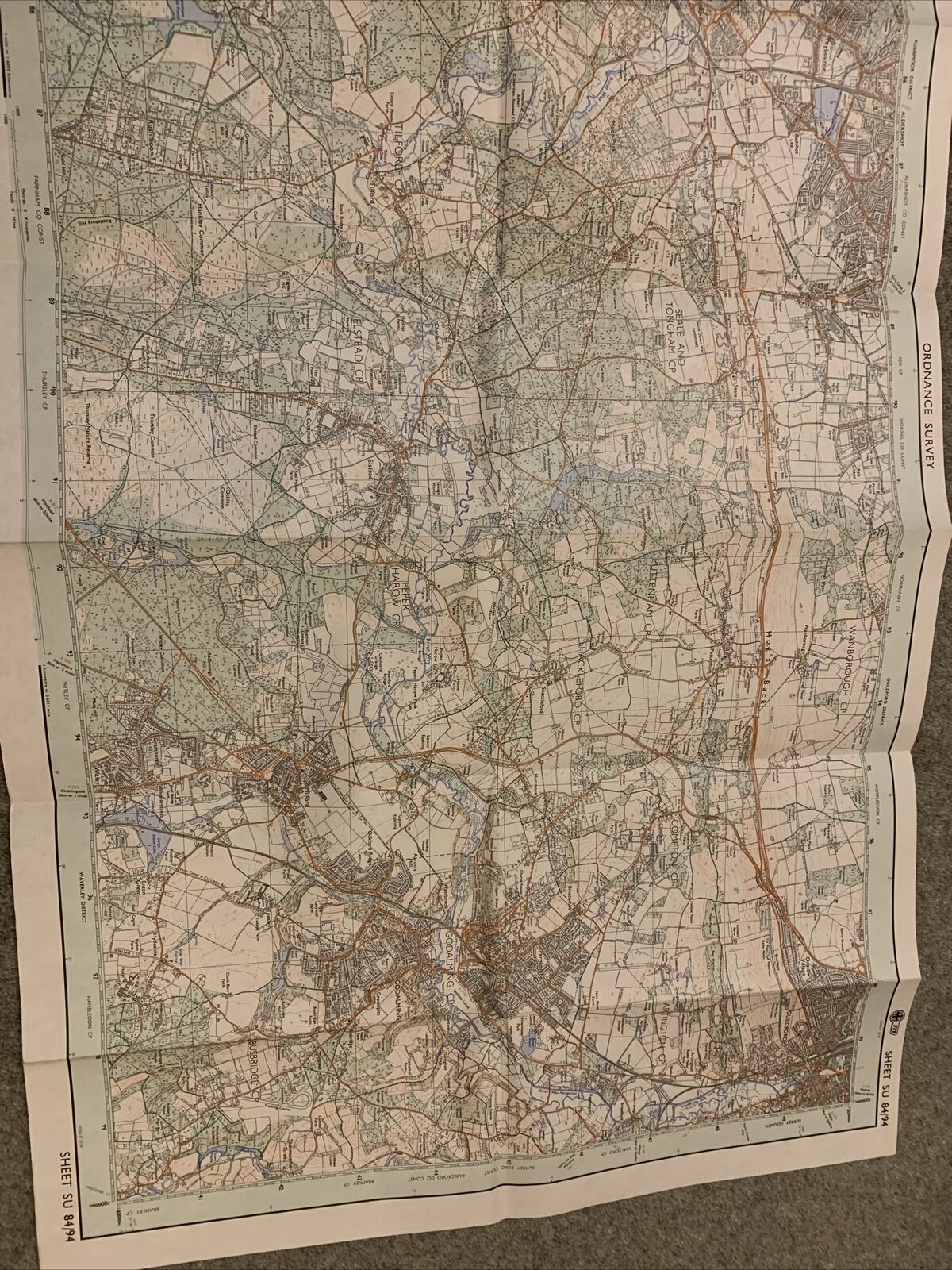 FARNHAM & GODALMING Pathfinder Ordnance Survey Sheet SU84/94 1:25000 1980