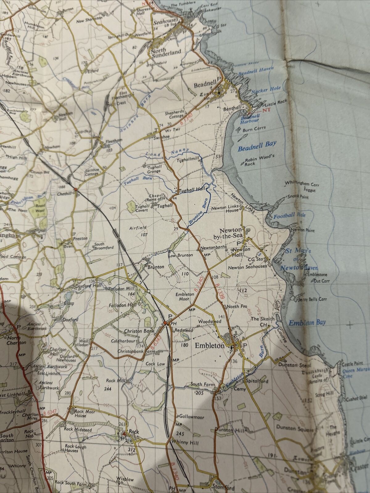 ALNWICK Ordnance Survey 7th Series Paper 1 Inch Map Sheet 71 1956 Farne Islands