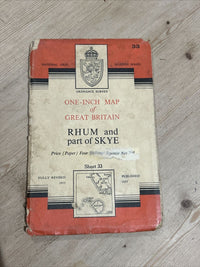 RHUM & Part Of SKYE No 33 1957 Paper Seventh Series Ordnance Survey One Inch Map