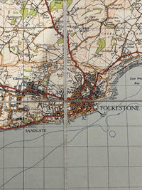 EAST KENT Ordnance Survey Cloth Sixth Series One inch 1945 Sheet 173 Dover Deal