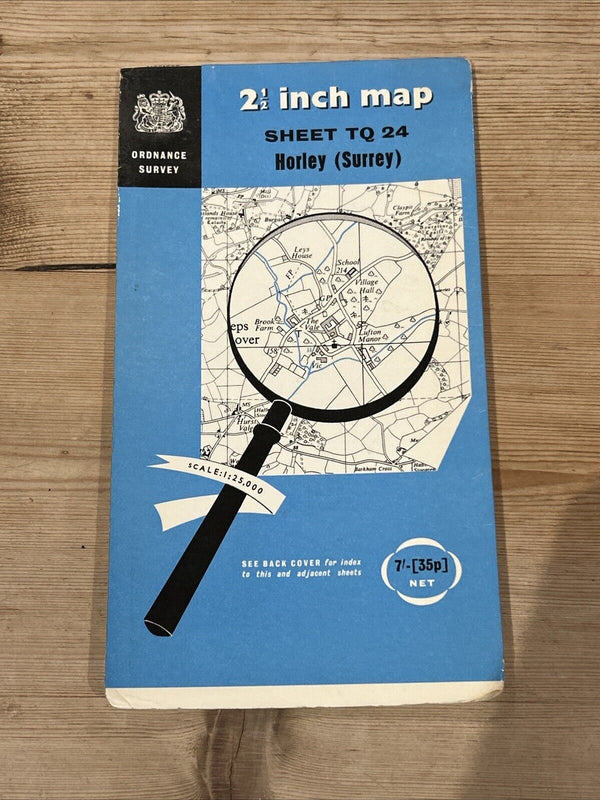 HORLEY SURREY Ordnance Survey Sheet TQ 24 Two  & Half Inch MAP 1957 Gatwick