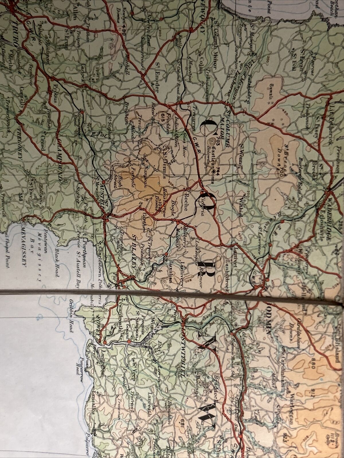 ENGLAND SOUTH WEST Ordnance Survey Cloth Quarter Inch Map 1920 Sheet 10 Sections