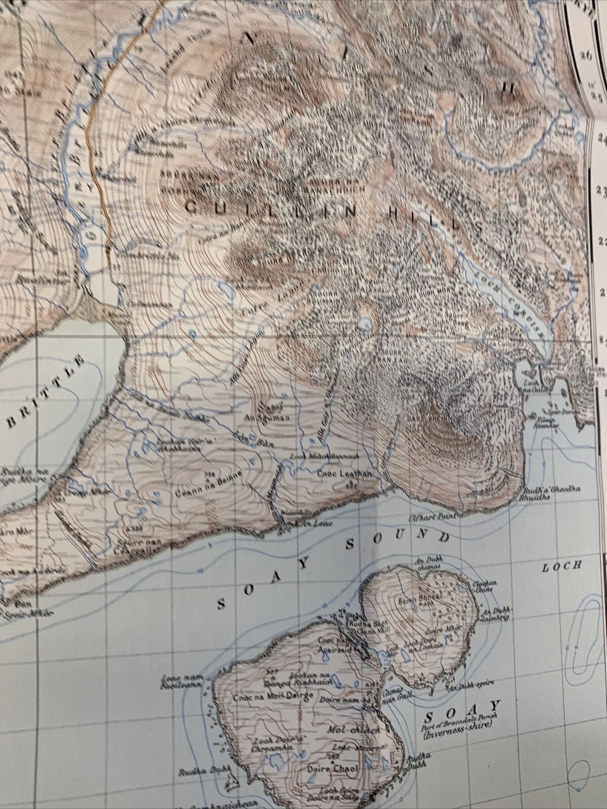 THE CUILLINS RHUM & CANNA Cloth Ordnance Survey 1 Inch map Scotland No 34 1947
