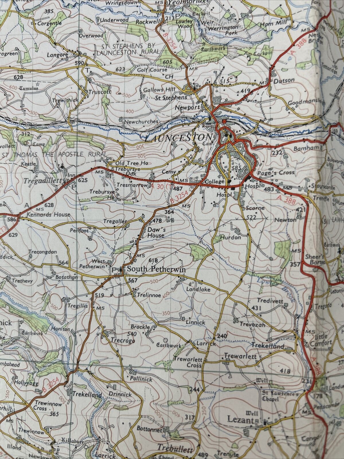 BODMIN & LAUNCESTON Cloth No 183  1961 7th Series Ordnance Survey 1 Inch Map