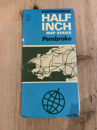 PEMBROKE Bartholomew - Half Inch Map 1970 No 11 Llanelli St Davids Newport