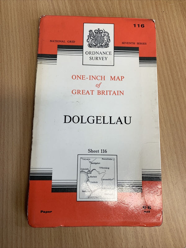 DOLGELLAU Ordnance Survey Map No 116 Seventh Ed 1962 Portmadoc Coed Y Brenin