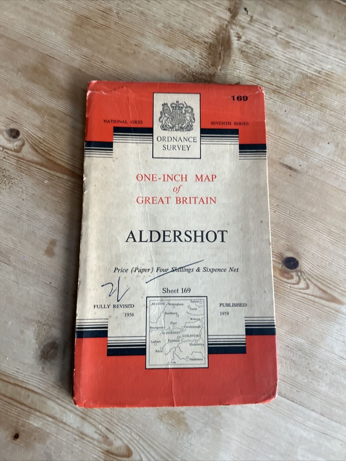 ALDERSHOT Ordnance Survey Seventh Series Paper One In Map Sheet 169 1959 Alton