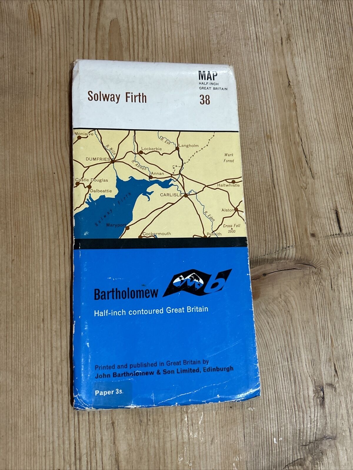 SOLWAY FIRTH Bartholomews Half Inch Map No 38 1965 Carlisle Dumfries Haltwhistle