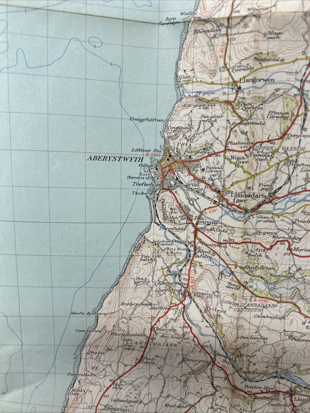 ABERYSTWYTH Ordnance Survey Paper Map 1952 Sheet 127 Seventh Series Machynlleth