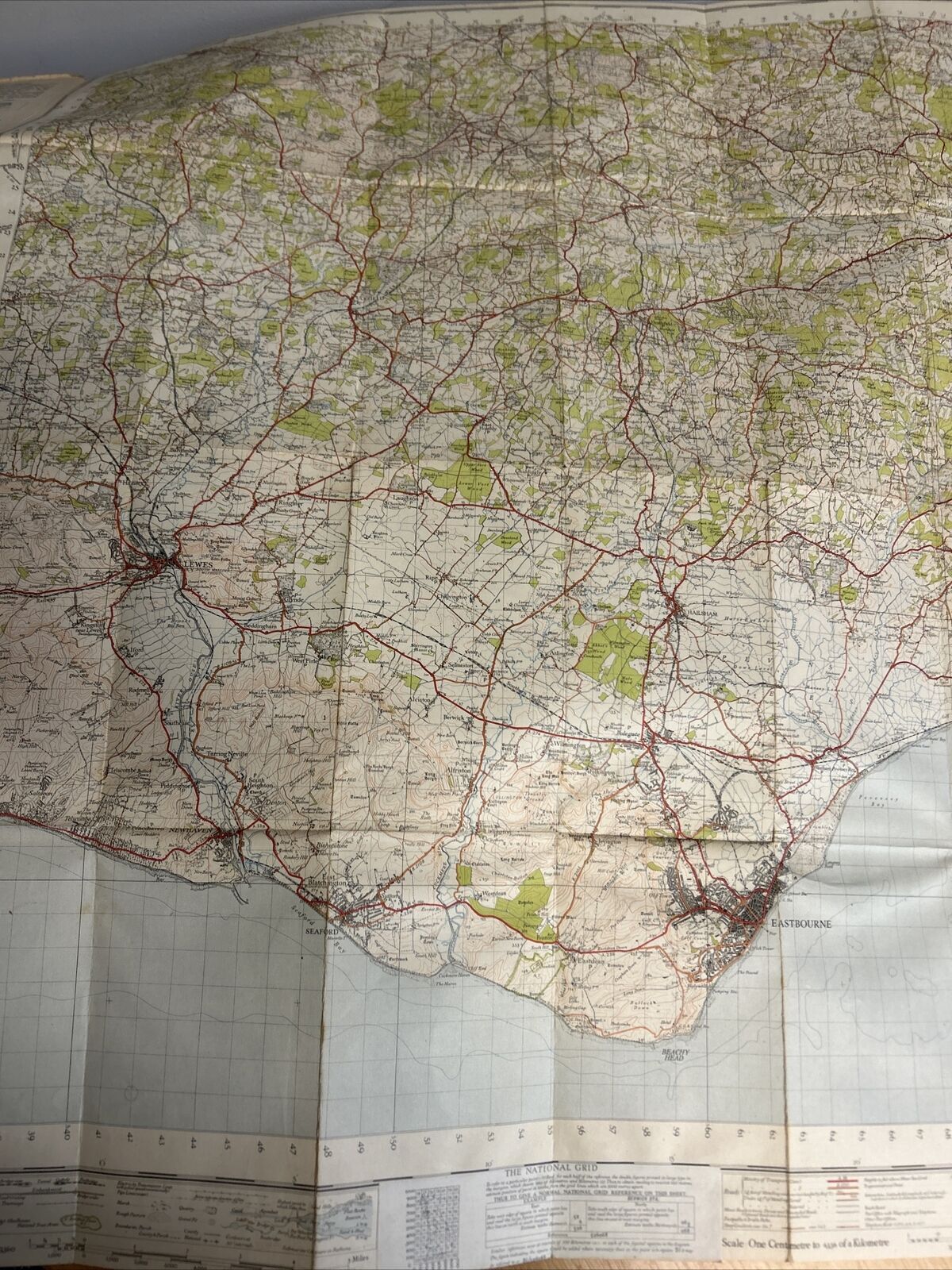 EASTBOURNE Ordnance Survey Cloth One Inch Map 1940 Sixth Edition Sheet 183