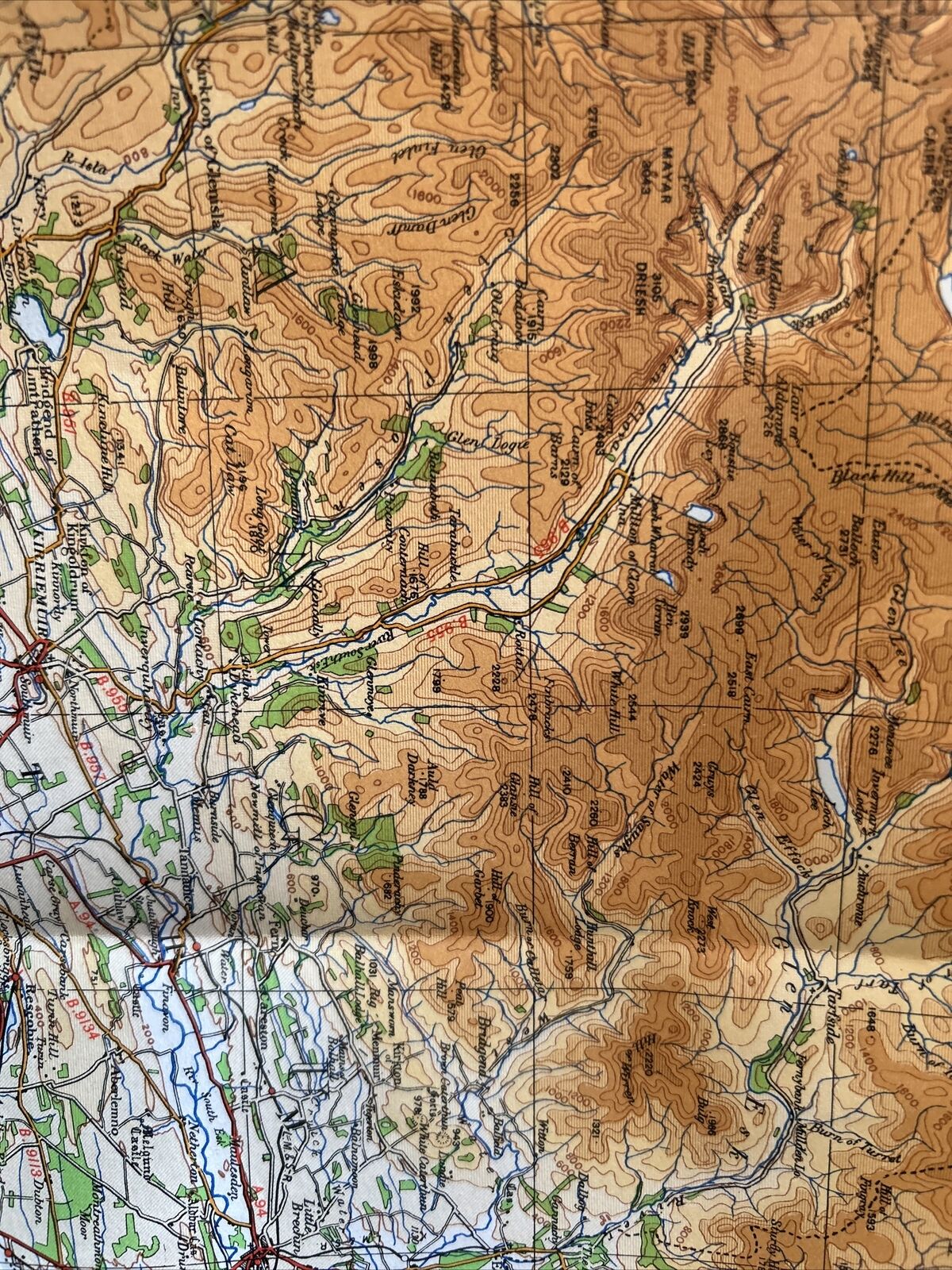 The EASTERN HIGHLANDS Ordnance Survey Paper Sheet 5 Quarter Inch Map 4th Ed 1946