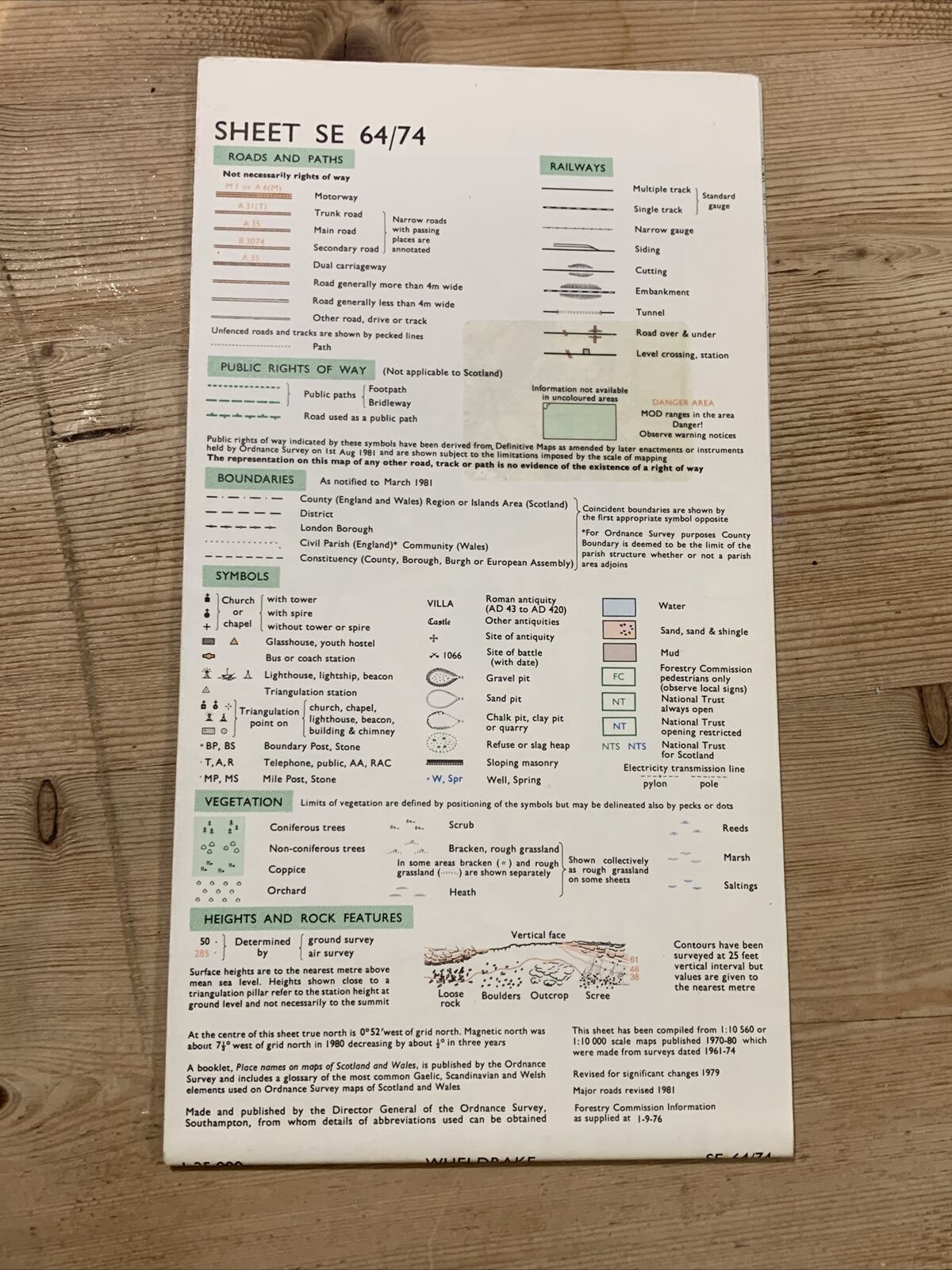 WHELDRAKE Escrick Bielby Pathfinder Ordnance Survey 1:25000 1981 Sheet SE64/74