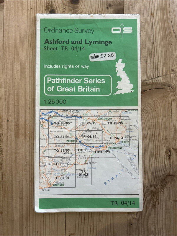 ASHFORD AND LYMINGE Pathfinder Ordnance Survey TR04/14 1:25000 1982 Wye