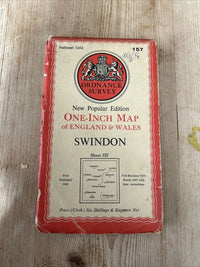 SWINDON Ordnance Survey Cloth One Inch Map 1940 Sixth Edition Sheet 157 Lechlade