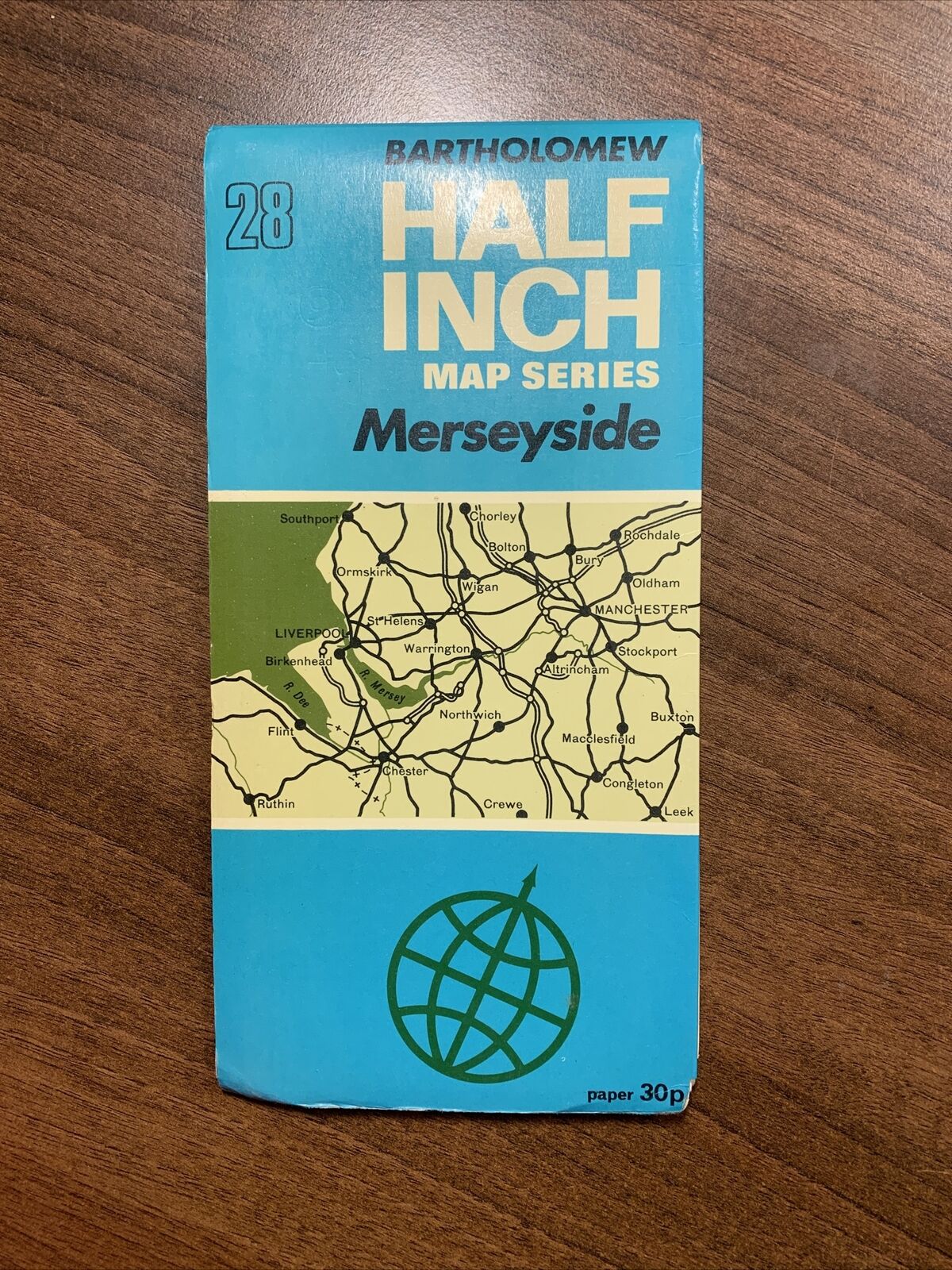 MERSEYSIDE Bartholomew - Half Inch Map 1972 No 28 Chester Wirral Manchester