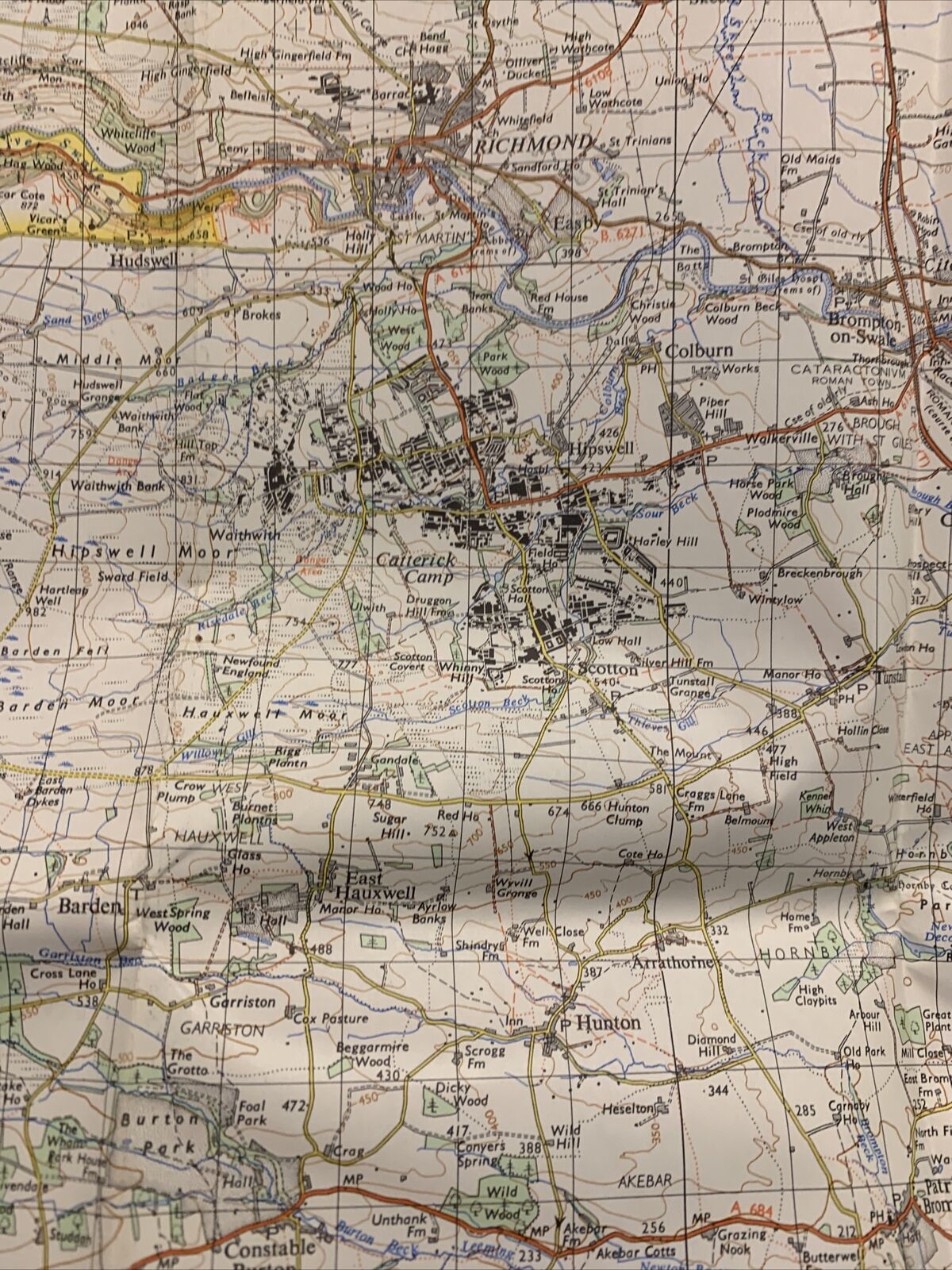 RIPON North Yorkshire - Ordnance Survey Map One Inch 1962 Sheet 91 Thirsk Bedale