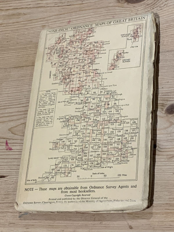 HEREFORD Cloth Ordnance Survey 7th Series 1-inch 1952 Sheet 142 Monmouth