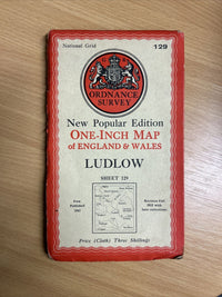 LUDLOW Ordnance Survey Cloth One Inch Map 1947 Sixth Edition Sheet 129 Bouldon