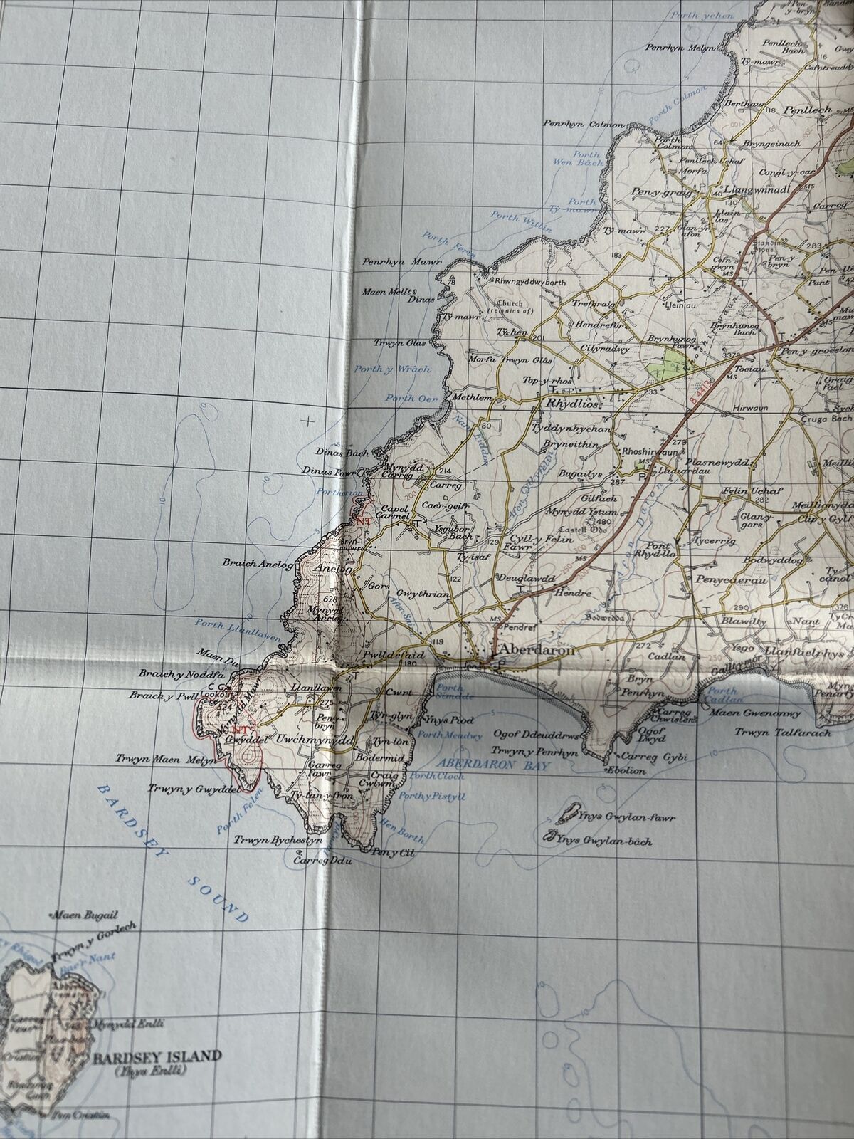 PWLLHELI Ordnance Survey Seventh Series Cloth One inch 1962 Sheet 115 Nefyn