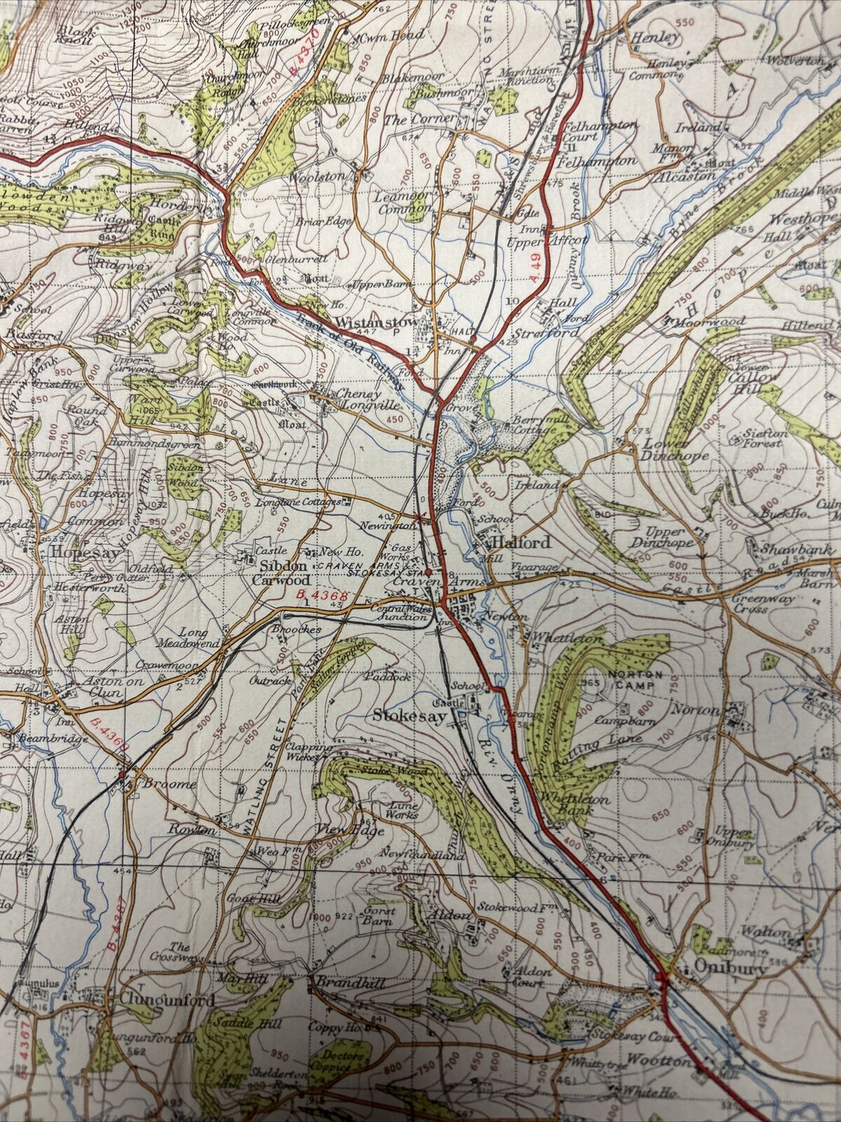 LUDLOW Ordnance Survey Cloth One Inch Map 1947 Sixth Edition Sheet 129 Bouldon