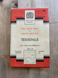 TEESDALE Ordnance Survey CLOTH Map 1955 Seventh Series Sheet 84 Barnard Castle