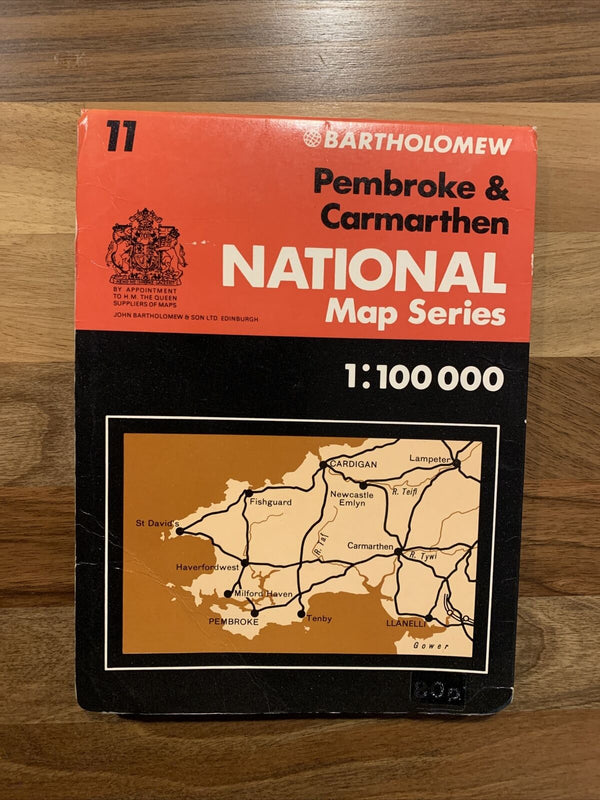 PEMBROKE & CARMARTHEN South Wales Bartholomew National Map Series No 11 1975