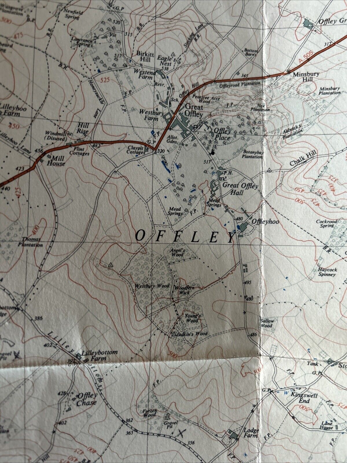 HITCHIN KINGS WALDEN Ordnance Survey CLOTH Sheet 52/12 1:25000 1946 Whitwell