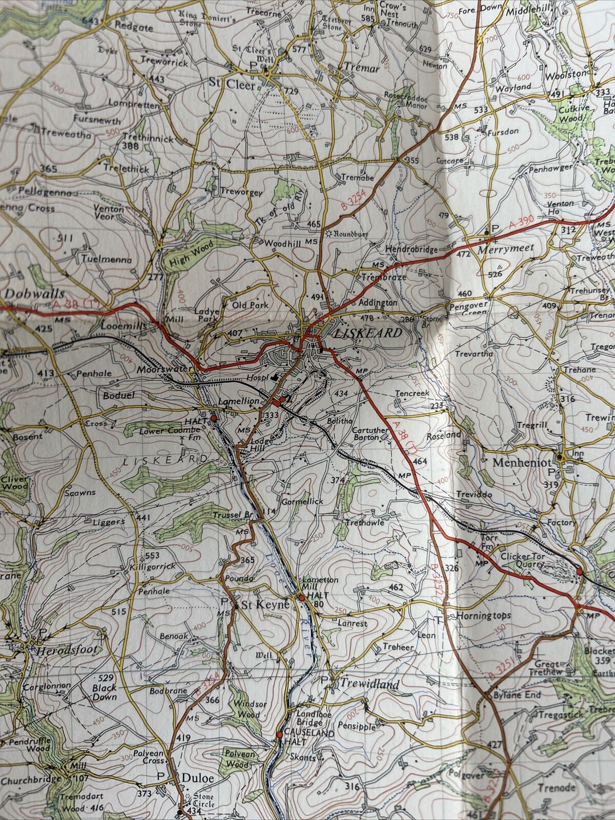 BODMIN & LAUNCESTON Cloth No 183  1961 7th Series Ordnance Survey 1 Inch Map