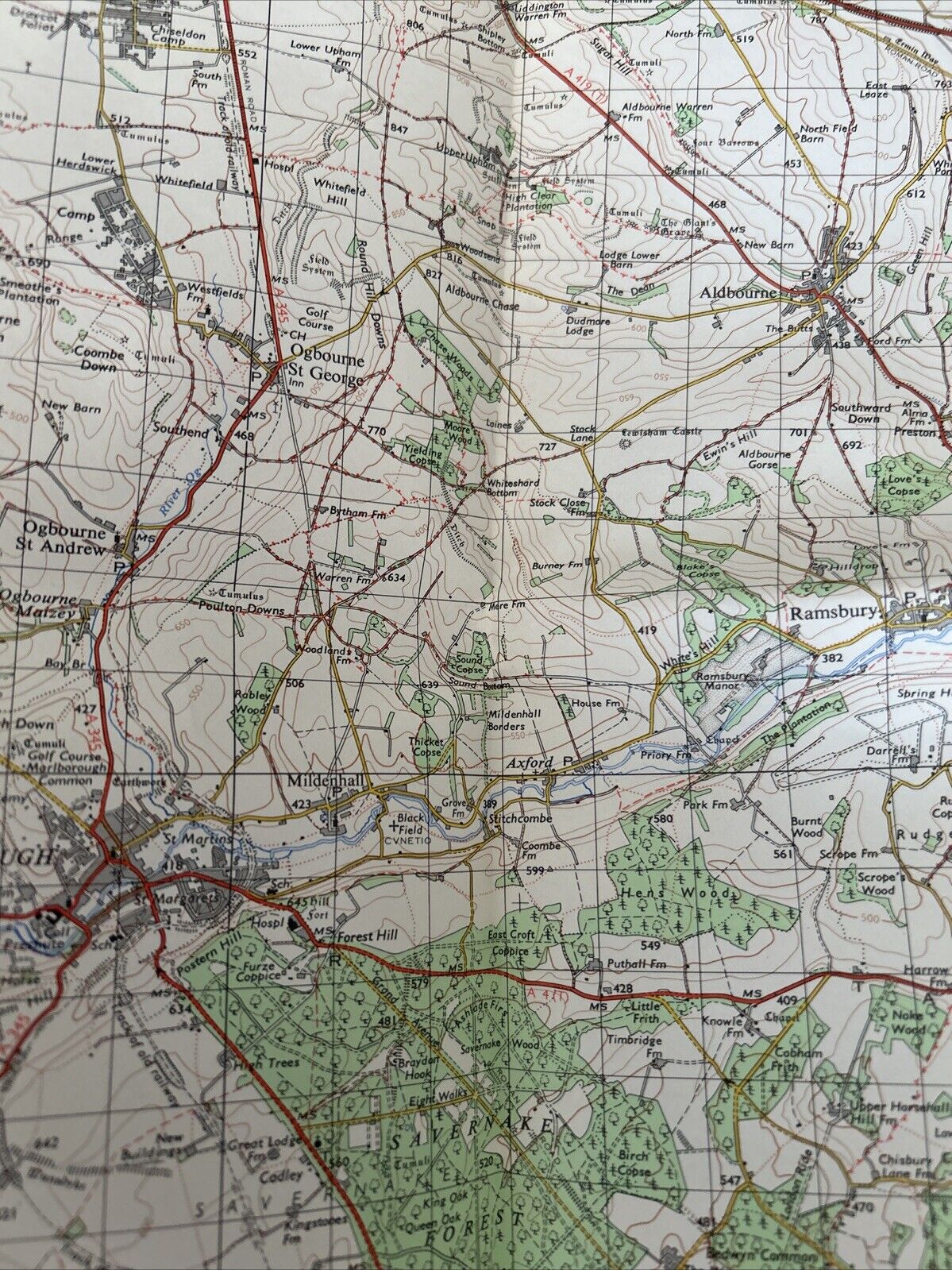 SWINDON Ordnance Survey One inch 1968 Sheet 157 Fairford Marlborough