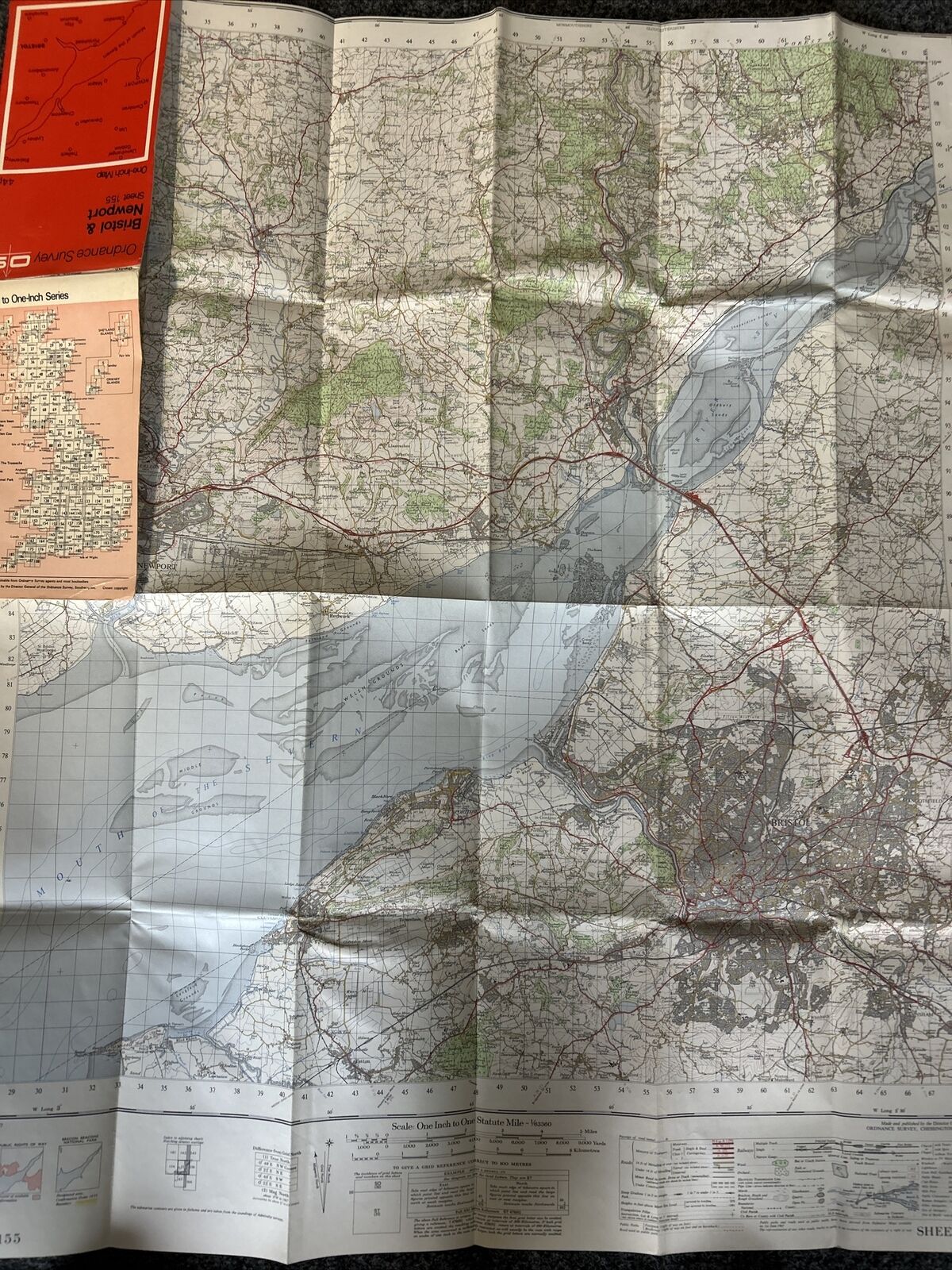 BRISTOL & NEWPORT - Ordnance Survey One Inch Map Sheet 155 1967 Portishead