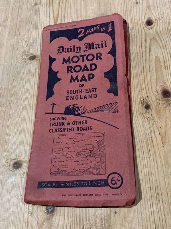 DAILY MAIL Motor Road Map of SOUTH EAST ENGLAND & 10 Miles Around LONDON