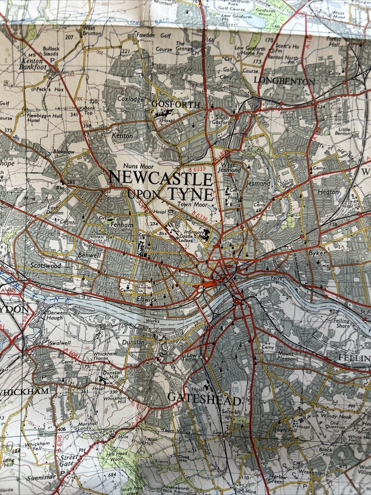 NEWCASTLE UPON TYNE Ordnance Survey Seventh Series CLOTH One inch 1961 Sheet 78