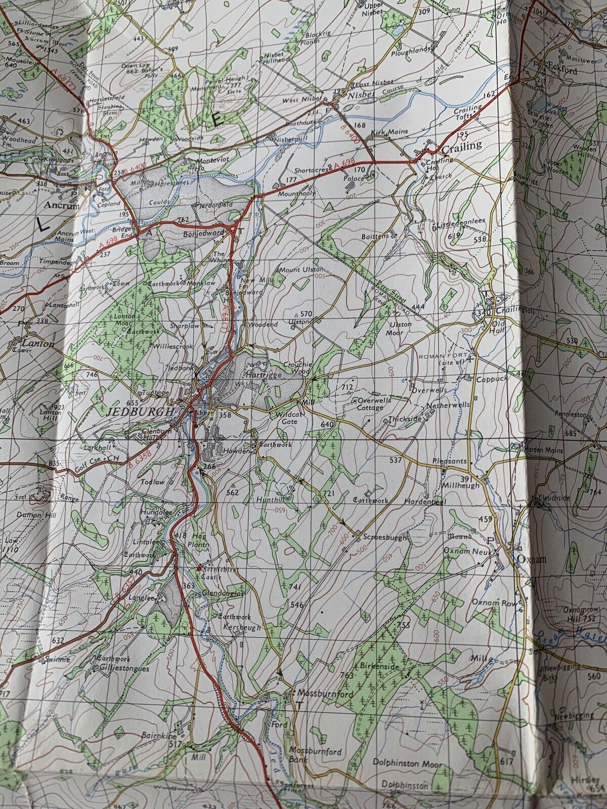 Jedburgh The Cheviot Hills -Ordnance Survey Map One Inch 1969 Sheet 70