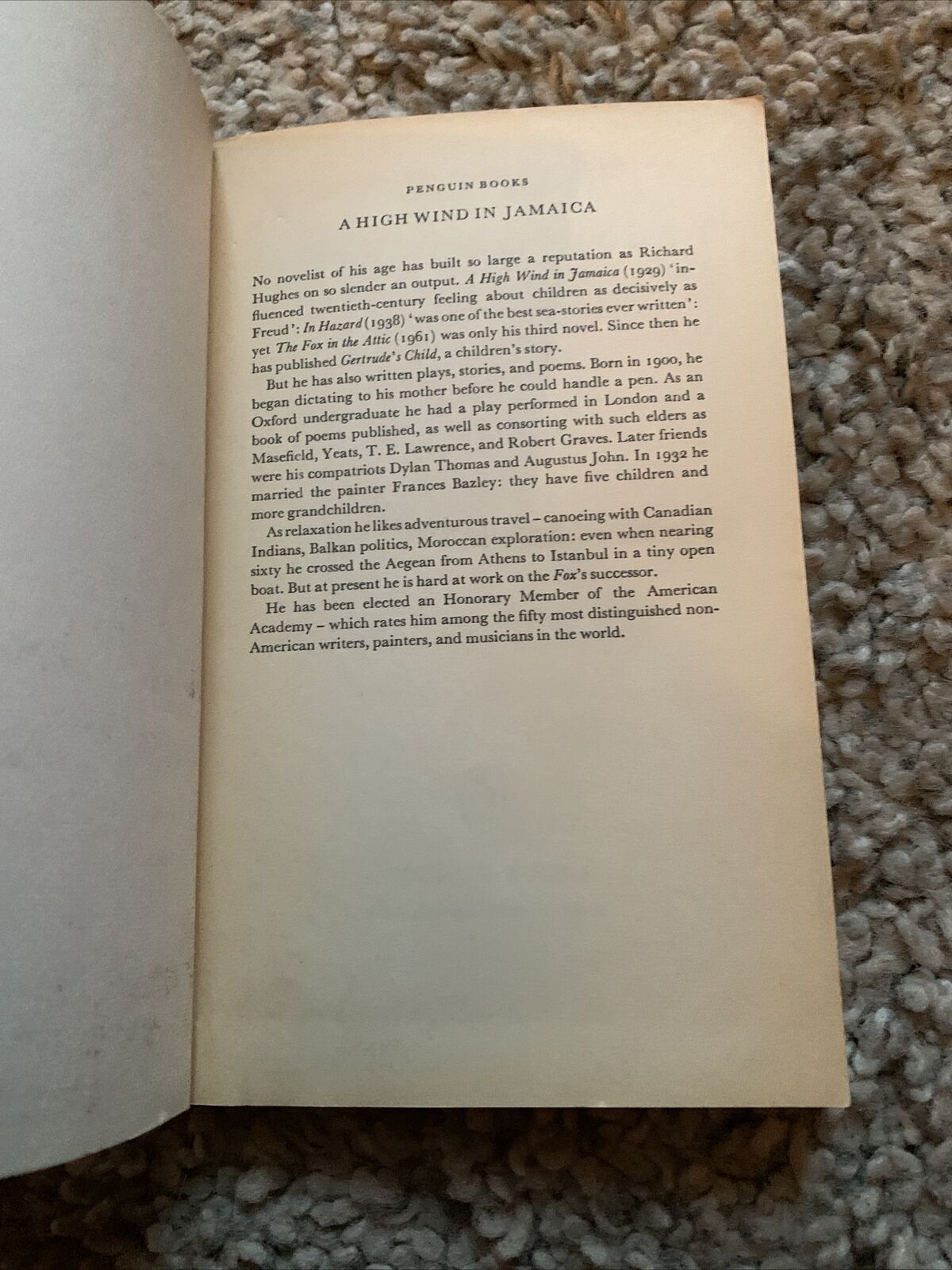 A HIGH WIND IN JAMAICA  By Richard Hughes 1974 Penguin Modern Classic