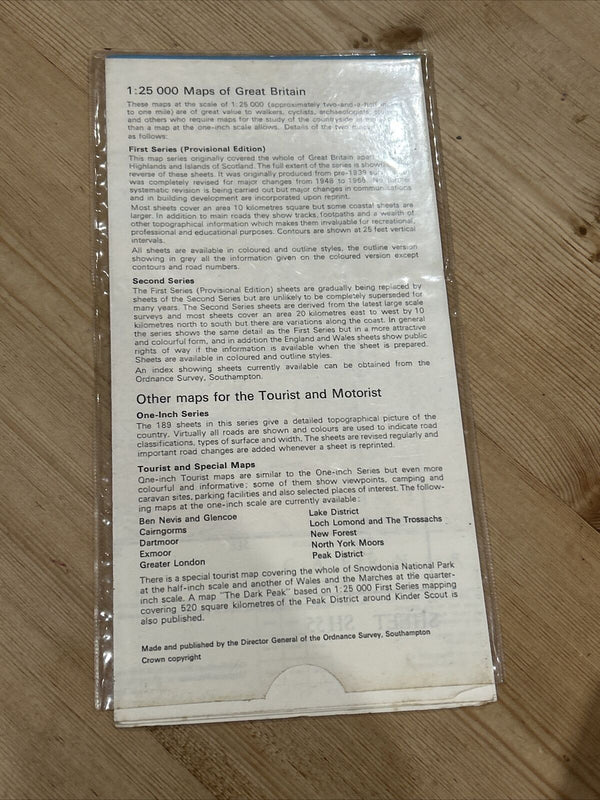 LLYN CWELLYN Ordnance Survey Sheet SH55 Map 1:25000 First Series 1953 Rhyd Ddu