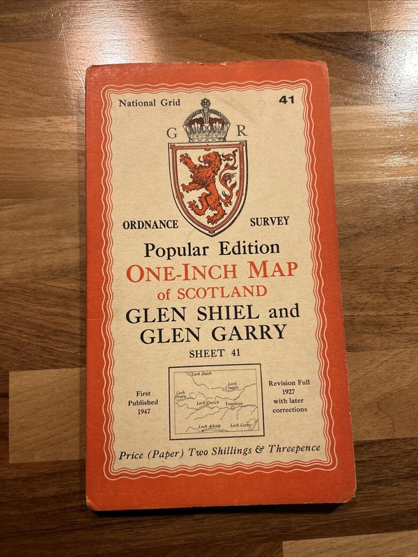 GLEN SHIEL & GLEN GARRY Ordnance Survey One Inch Sheet 41 Popular Edition 1947