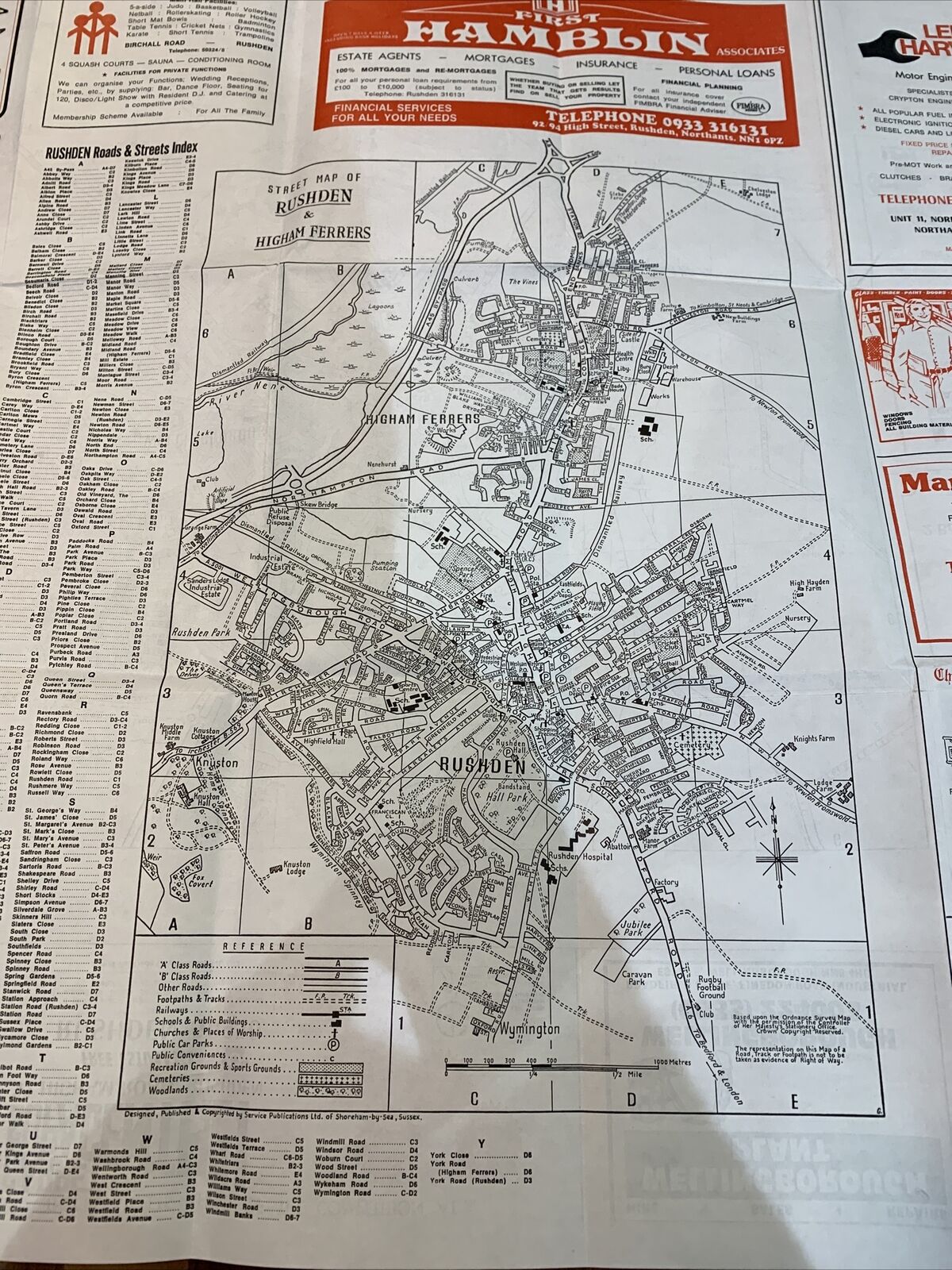 WELLINGBOROUGH & RUSHDEN Map - SP Maps  1970s ? Plan Map - Advertising