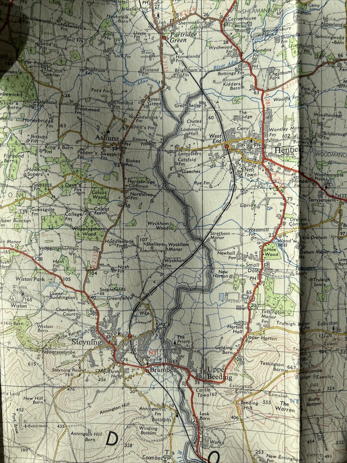 BRIGHTON & WORTHING Ordnance Survey Seventh Series One inch 1960 Sheet 182