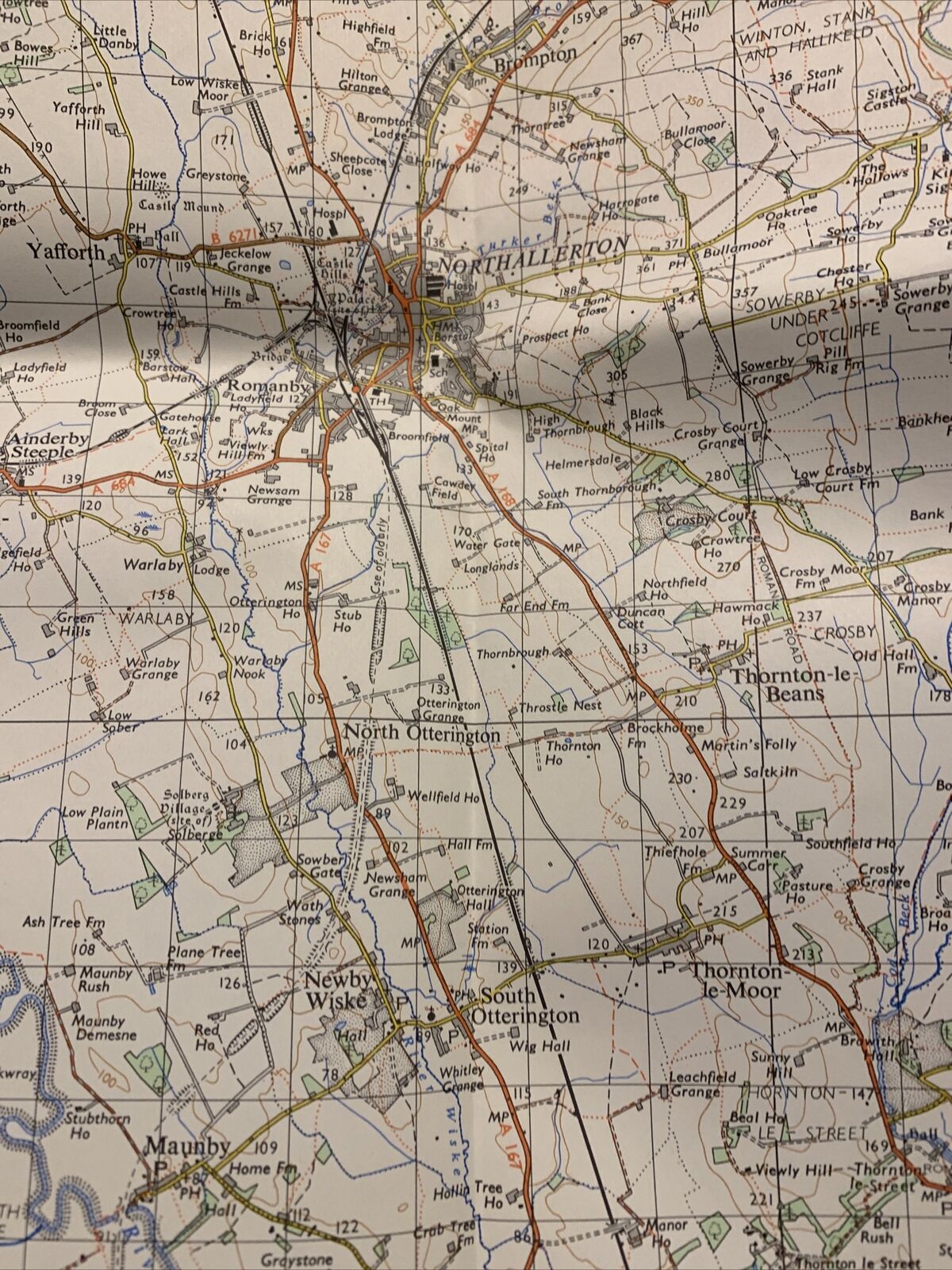 RIPON North Yorkshire - Ordnance Survey Map One Inch 1962 Sheet 91 Thirsk Bedale