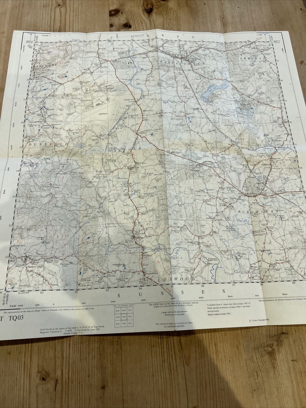 CRANLEIGH Ordnance Survey First Series Sheet TQ03 1965 Loxwood Dunsfold