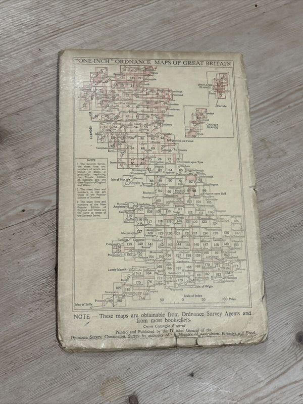 STRANRAER Ordnance Survey CLOTH One Inch Map Sheet 80 1955 Loch Ryan Luce Bay