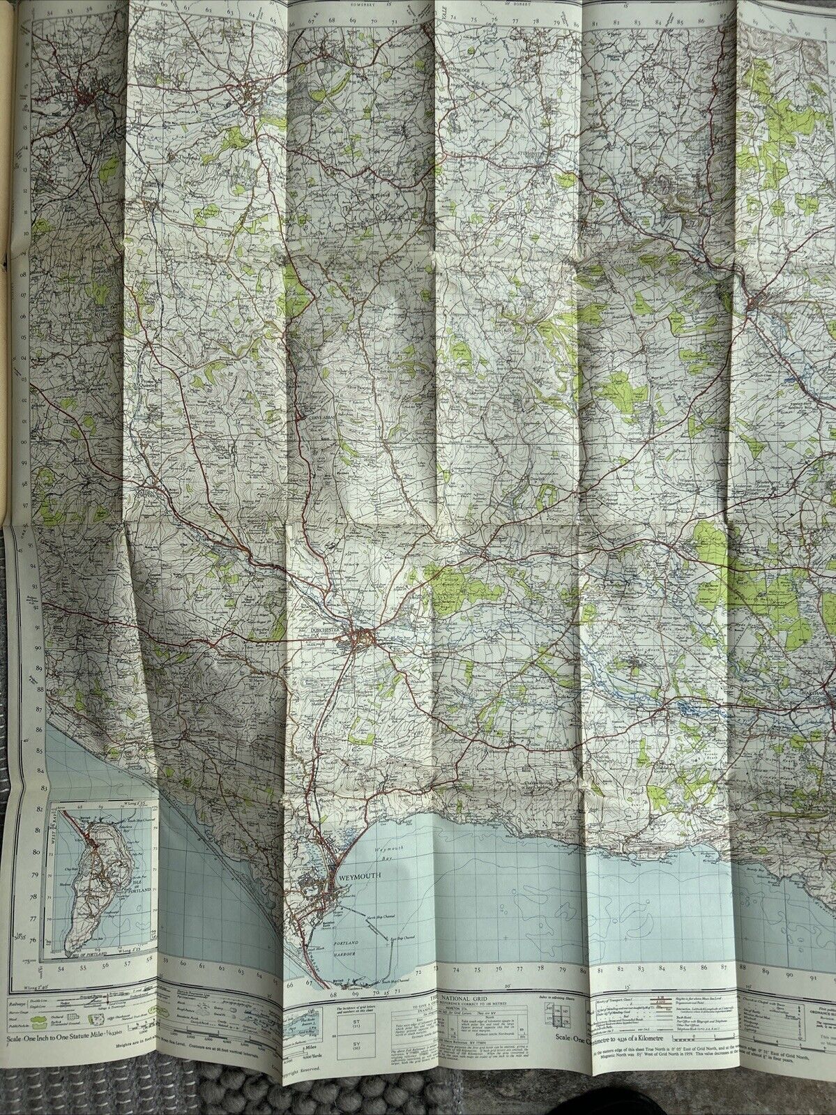 DORCHESTER Ordnance Survey Paper Map 1945 Sixth Series Sheet 178 Weymouth