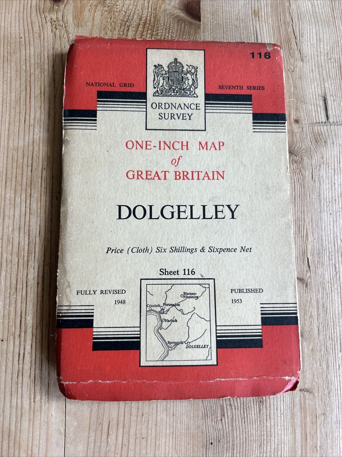 DOLGELLEY Ordnance Survey Paper Map 1953 CLOTH Seventh Series No 116 Festiniog