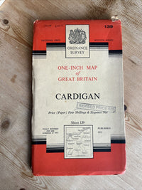 CARDIGAN Ordnance Survey Seventh Series Paper One Inch Map Sheet 139 1952