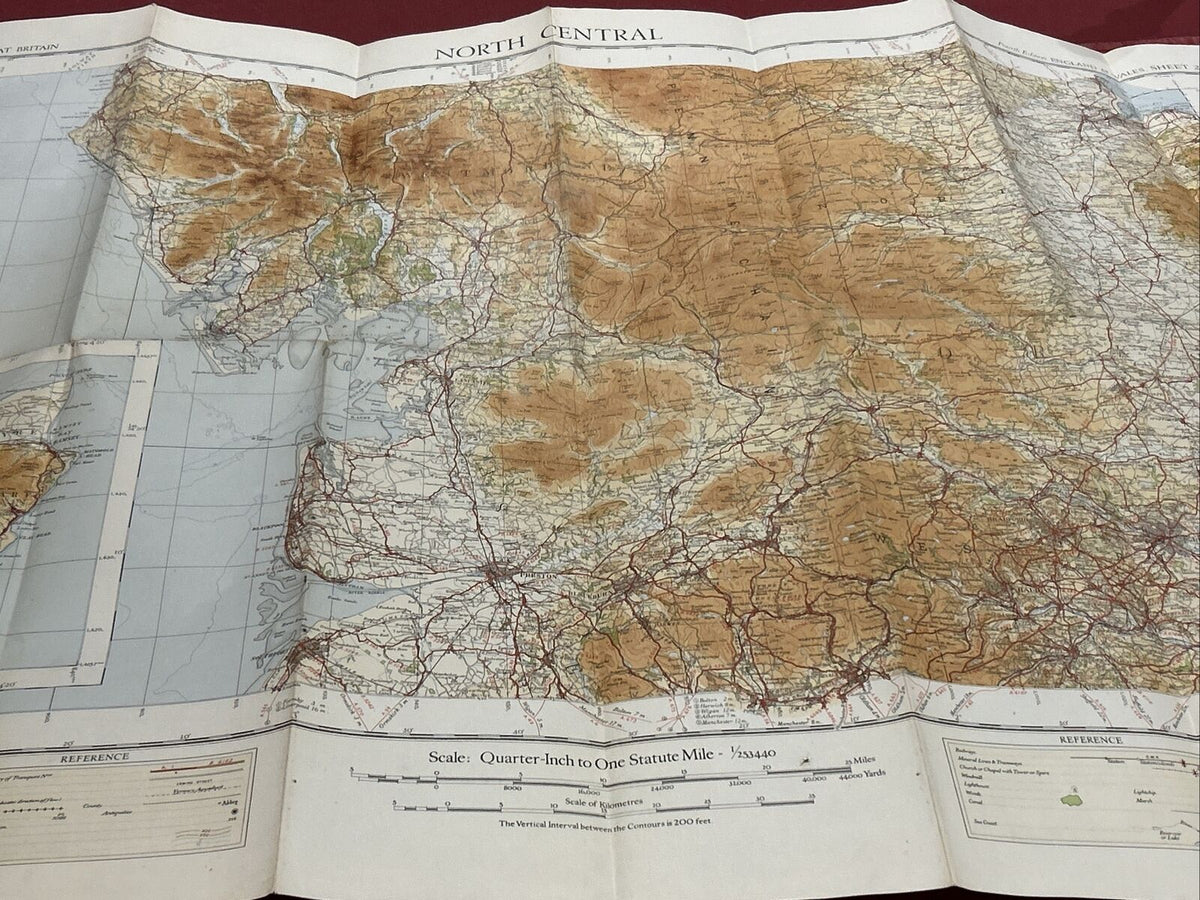 NORTH CENTRAL England Ordnance Survey CLOTH Sheet 2 Qu In Map 4th Ed 1935 Dales